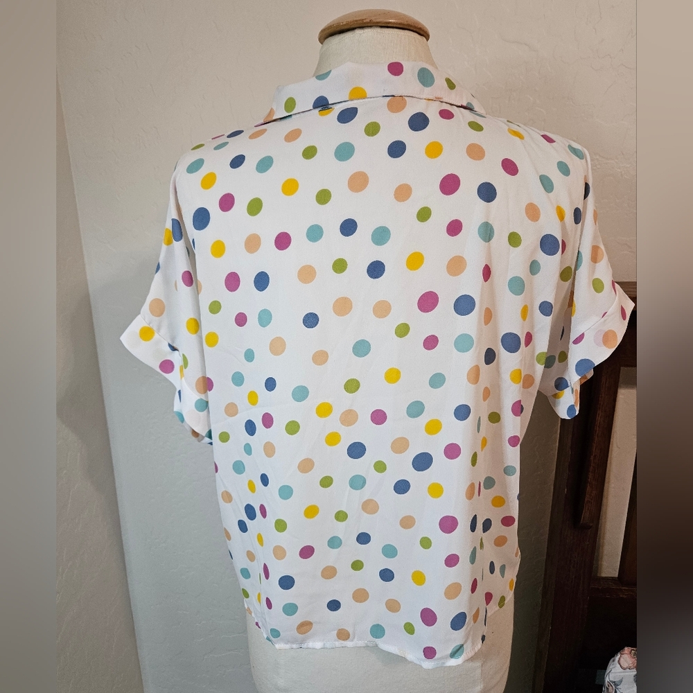 Colorful Polka Dot Button-Up Shirt - Picture 3 of 6